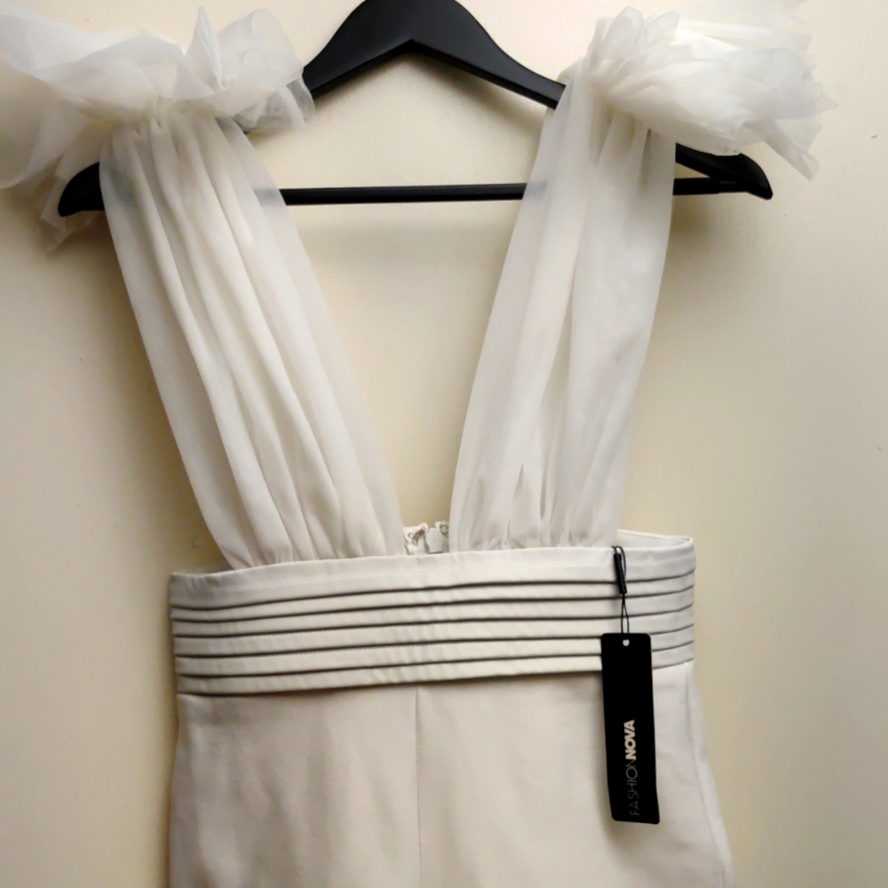 White Editiorial Bandage Jumpsuit